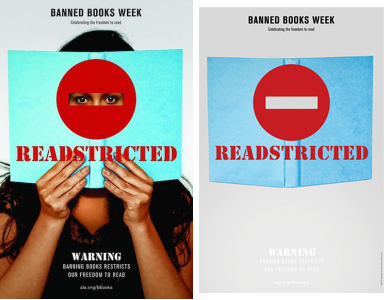 banned books week poster before and after
