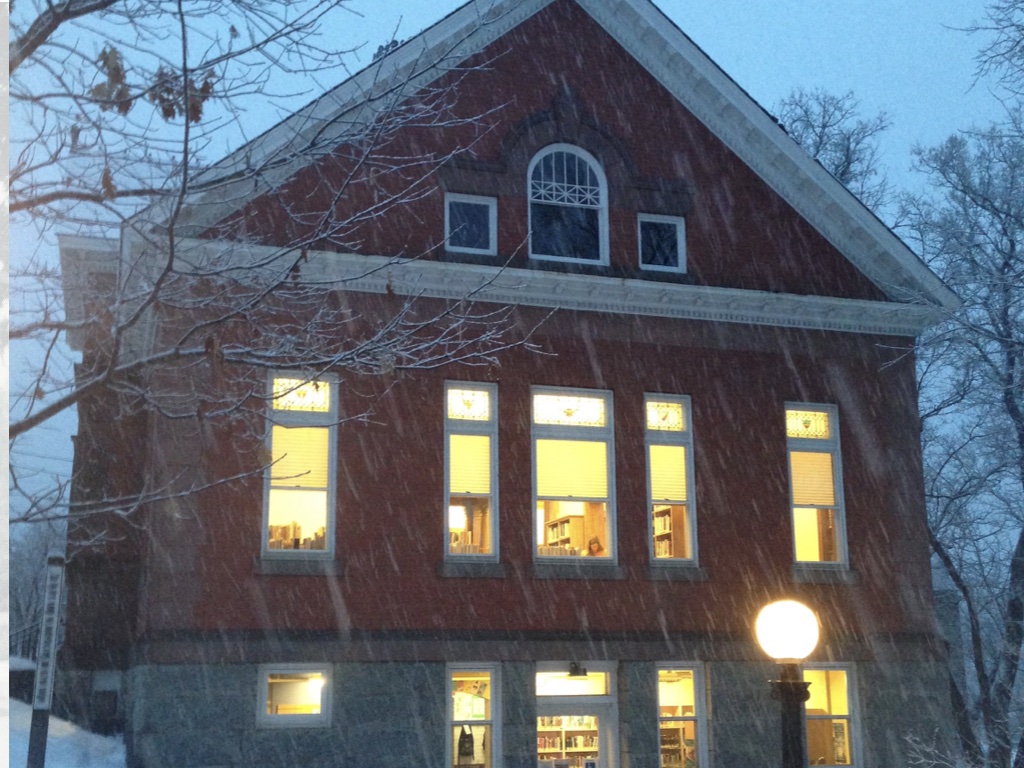 Photograph of my library in the snow