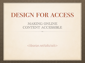 title slide: design for access, making online content accessible
